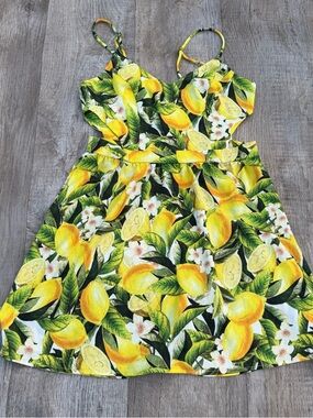 Show Me Your Mumu Piper Dress Citrus br Stretch Lemon Print Size Medium